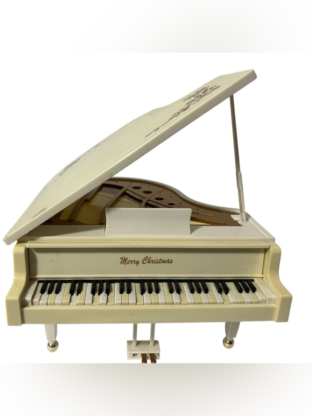 Chong Fong Holiday White Grand Piano Music Box Needs Repair Or Use as Decor